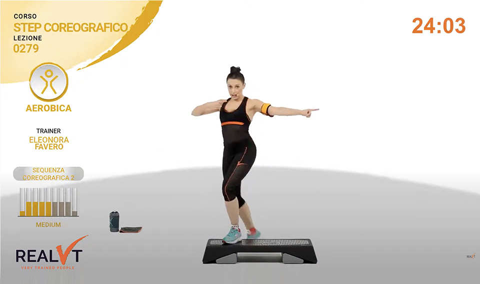 Schermata Virtual Dome corso virtuale Step Coreografico in Fitness Faktory